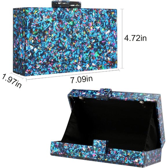 Acrylic Purses and Handbags for Women Multicolor Perspex Geometric Patterns Box - Picture 2 of 7